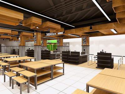 Supermarket steel and wood display frame modern frame